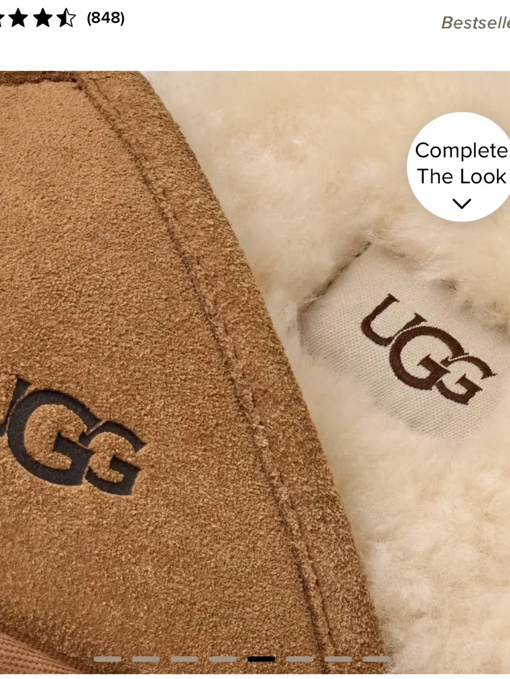 UGG Chestnut Suede Slide Slipper with Shearling